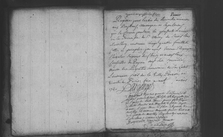 LINAS. Paroisse Saint-Etienne : Baptêmes, mariages, sépultures : registre paroissial (1740-1750). 