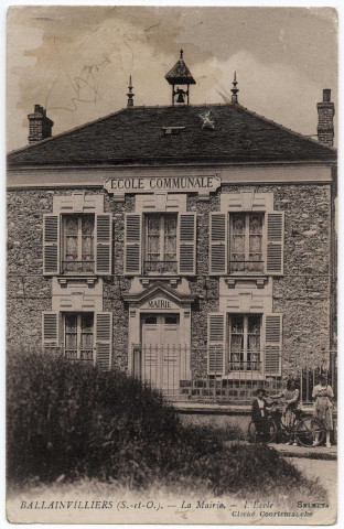 BALLAINVILLIERS. - La mairie-école, 1920, 16 lignes, sépia. 