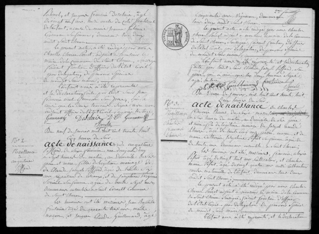 SAINT-CHERON. Naissances, mariages, décès : registre d'état civil (1838-1841). 