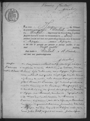 ARPAJON.- Décès : registre d'état civil (1897-1904). 