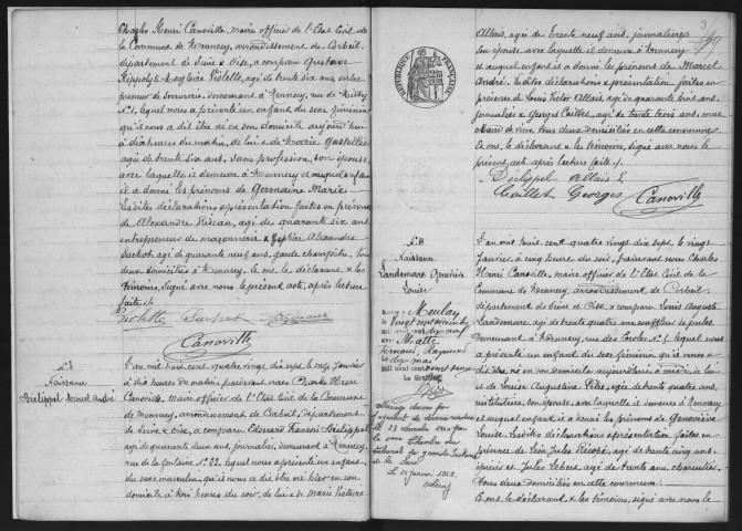MENNECY.- Naissances, mariages, décès : registre d'état civil (1897-1900). 