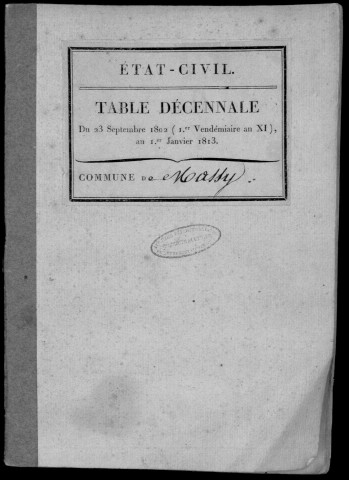 MASSY. Tables décennales (1802-1902). 