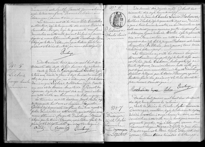 ETAMPES. Décès : registre d'état civil (1877). 