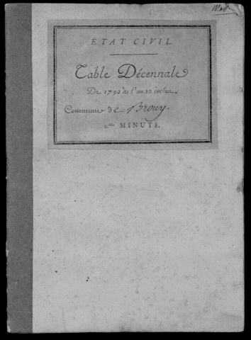 BROUY. Tables décennales (1802-1902). 