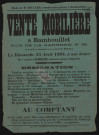 RAMBOUILLET (Yvelines).- Vente mobilière, rue de la Garenne, dépendant de la succession de M. MARCILLE, 15 avril 1894. 