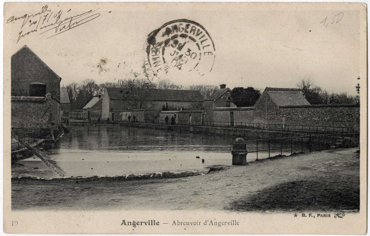 ANGERVILLE. - Abreuvoir d'Angerville, BF, 1904, 18 lignes, 10 c, ad. 