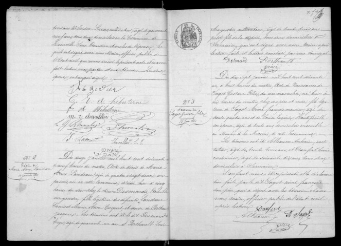 SERMAISE. Naissances, mariages, décès : registre d'état civil (1861-1867). 