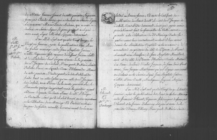 ESSONNES. Naissances, mariages, décès : registre d'état civil (1790-an III). [Lacunes : N.M.D. (1790-1791)]. 