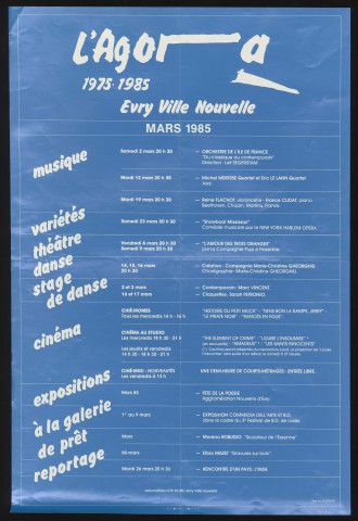 EVRY. - Agora d'Evry : programme des activités, mars 1985. 