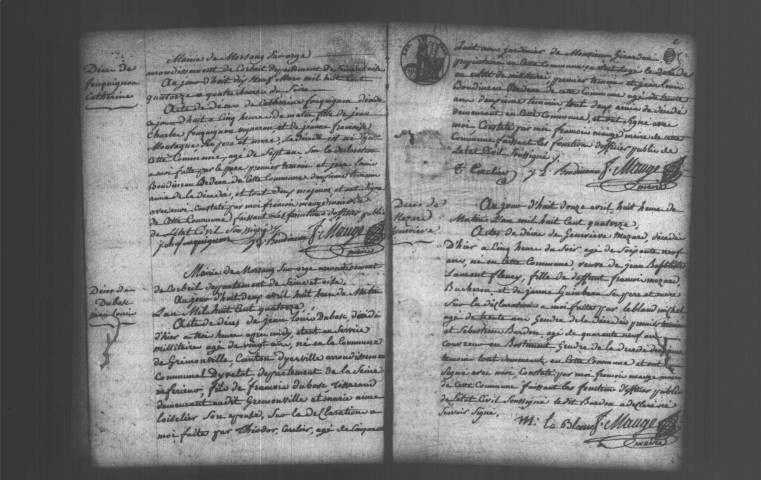 MORSANG-SUR-ORGE. Naissances, mariages, décès : registre d'état civil (1814-1826). 