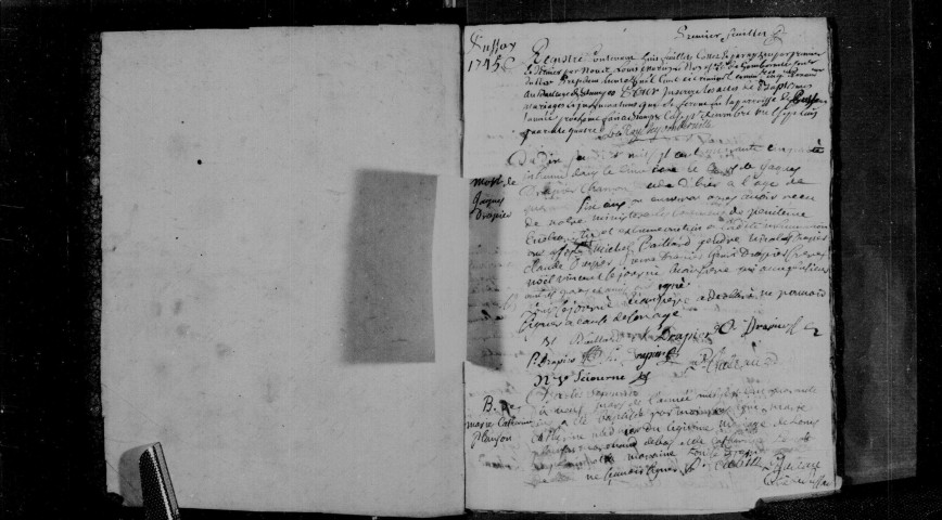 PUSSAY. Paroisse Saint-Vincent : Baptêmes, mariages, sépultures : registre paroissial (1745-1759). [Extrait B.M.S. (1759)]. 