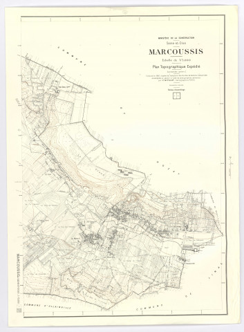 Plan topographique de MARCOUSSIS exécuté par M. PILLOT, cartographe, feuille 2, 1960. Ech. 1/5 000. N et B. Dim. 1,06 x 0,78. 