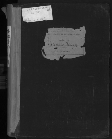 VARENNES-JARCY. - Matrice des propriétés non bâties : folios 1 à 492 [cadastre rénové en 1933]. 