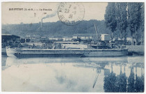 SAINTRY-SUR-SEINE. - La Fouille, péniches à quai sur la Seine [Editeur Photo-Edition, 1931, bleue]. 