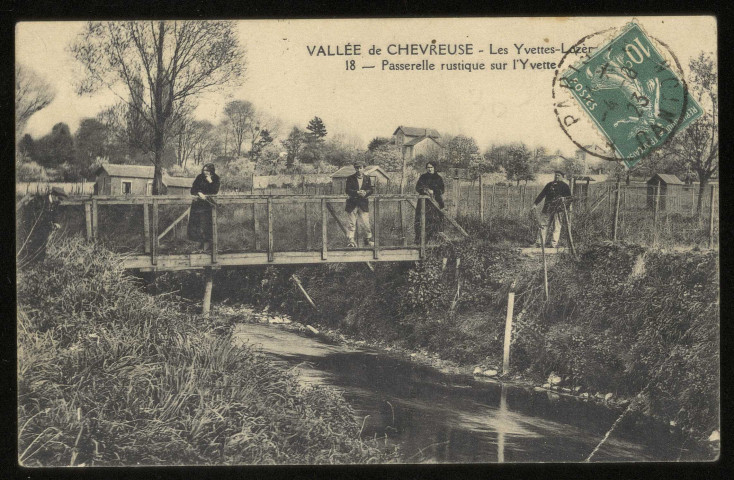 PALAISEAU. - Les Yvettes-Lozère. Passerelle rustique sur l'Yvette. 1923, 1 timbre à 10 centimes. 