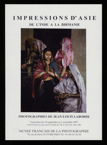 BIEVRES. - Exposition : Impressions d'Asie, de l'Inde à la Birmanie. Jean-Louis Laborde. Photographies, Musée français de la photographie, 10 septembre-2 novembre 1997. 