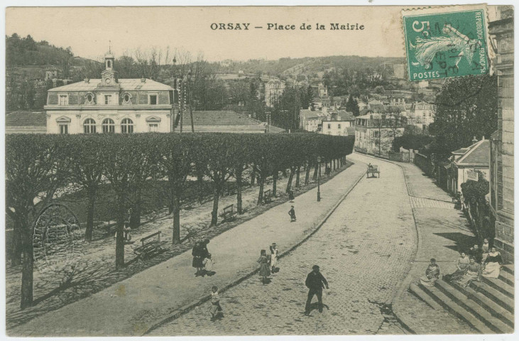 ORSAY. - Place de la mairie. Edition Lefèvre, 1910, 1 timbre à 5 centimes. 