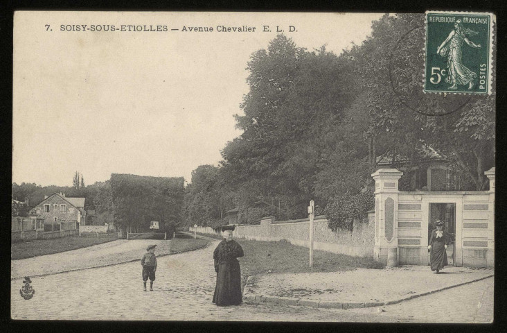 SOISY-SUR-SEINE. - Soisy-sous-Etiolles. - Avenue Chevalier. Editeur ELD, 1908, 1 timbre à 5 centimes. 