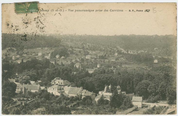 ORSAY. - Vue panoramique ( prise des carrières). Edition BF, 1923, 1 timbre à 10 centimes. 