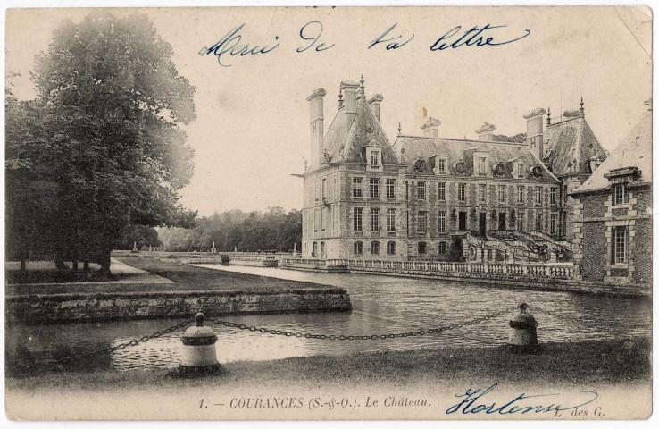 COURANCES. - Le château, L. des G., Dubuisson, 1 ligne, 5 c, ad. 