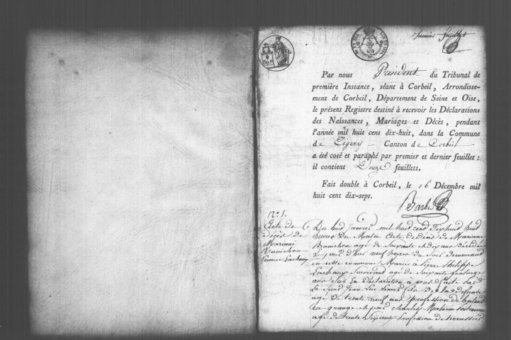 TIGERY . Naissances, mariages, décès : registre d'état civil (1818-1836). 