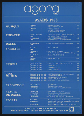 EVRY. - Agora d'Evry : programme, mars 1983. 