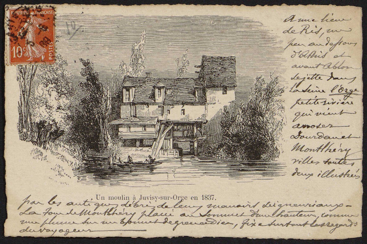 JUVISY-SUR-ORGE.- Un moulin à Juvisy-sur-Orge d'après gravure de 1837) (3 juin 1909).