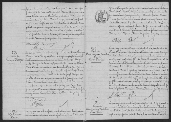 JUVISY-SUR-ORGE. - Décès : registre d'état civil. 