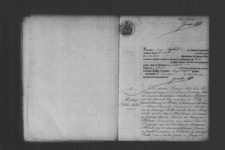 CORBEIL. Décès : registre d'état civil (1854). 