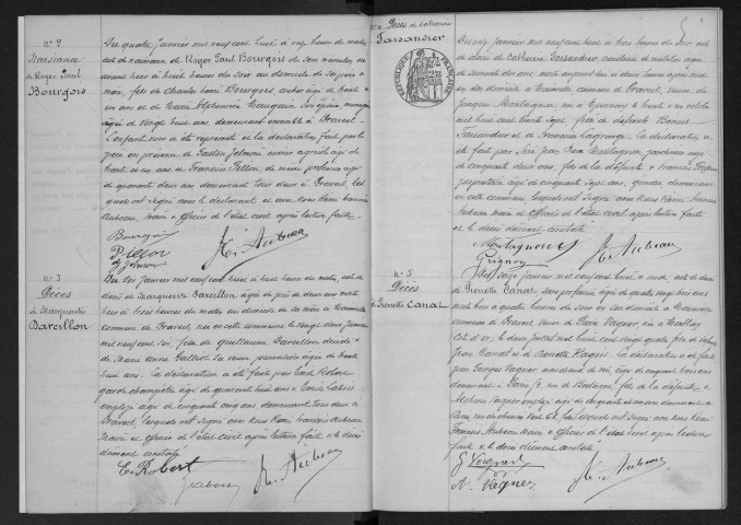 DRAVEIL.- Naissances, mariages, décès : registre d'état civil. 