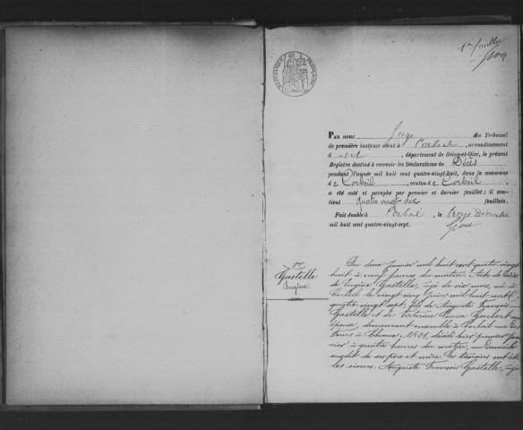 CORBEIL. Décès : registre d'état civil (1888). 