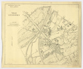 Fonds de plan topographique de la Ville d'ESSONNES dressé et dessiné par P. CHAMPION, géomètre-expert, vérifié par P. PERNEL, ingénieur-géomètre, Service d'Urbanisme du département de SEINE-ET-OISE, 1943. Ech. 1/2.000. N et B. Dim. 0,75 x 0,91. 