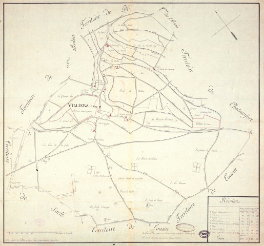 VILLIERS-LE-BACLE. - Plans d'intendance. Plan noir et blanc, dressé par SCHMID, Ech. 1/100 perches, Dim. 55 x 55 cm. 