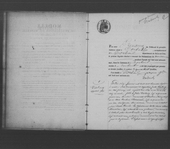 CORBEIL. Naissances : registre d'état civil (1867). 