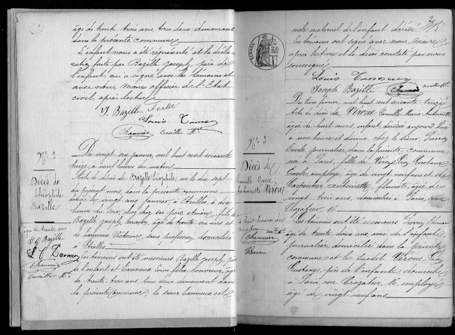 ETIOLLES. Naissances, mariages, décès : registre d'état civil (1873-1882). 