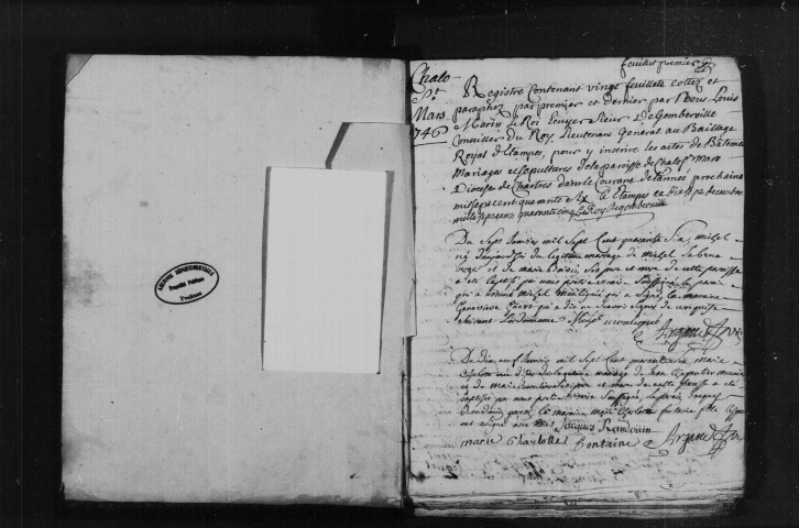 CHALO-SAINT-MARS. Paroisse Saint-Médard : Baptêmes, mariages, sépultures : registre paroissial (1746-1765). 