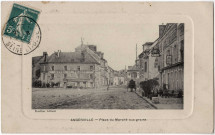 ANGERVILLE. - Place du marché aux grains, Roullier, 1 mot, 5 c, ad. 