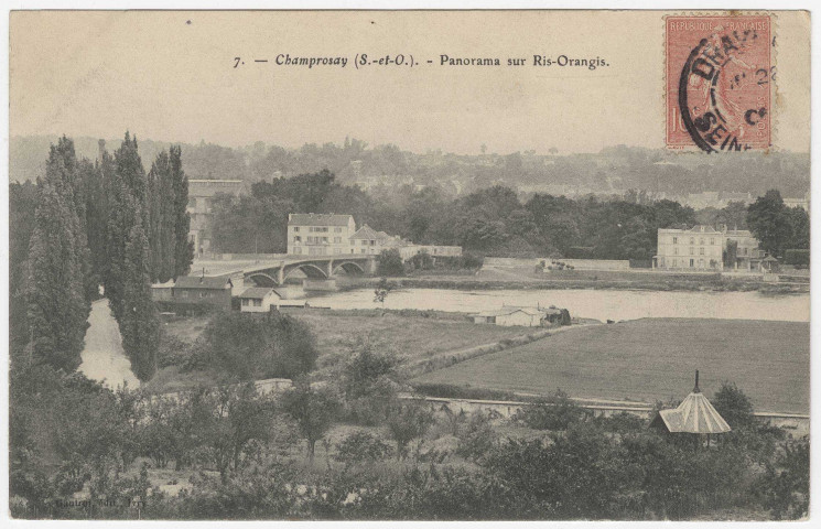 RIS-ORANGIS. - Panorama sur Ris-Orangis [Editeur Gautrot, 1906, timbre à 10 centimes]. 
