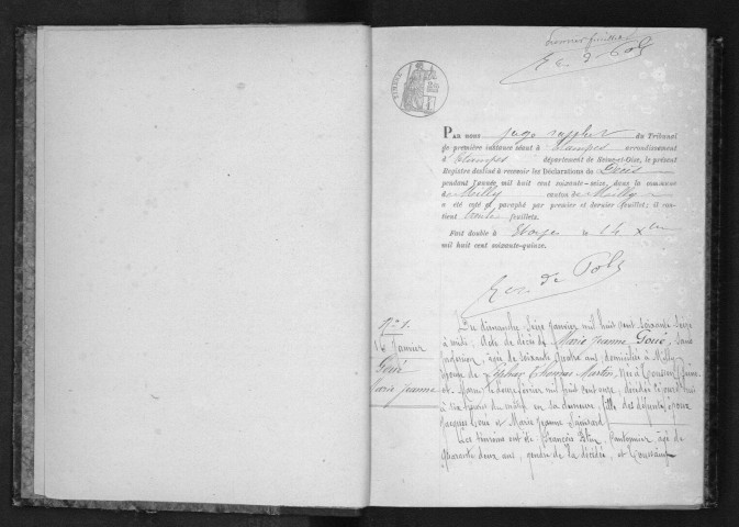 MILLY-LA-FORET. Décès : registre d'état civil (1876-1883). 