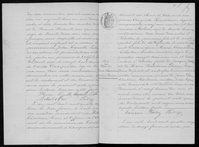 VIDELLES. Naissances, mariages, décès : registre d'état civil (1883-1890). 
