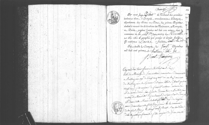 FORET-SAINTE-CROIX (LA). Naissances, mariages, décès : registre d'état civil (1816-1840). 