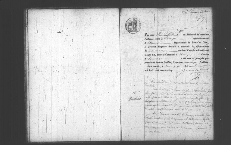 ETAMPES. Naissances : registre d'état civil (1836). 