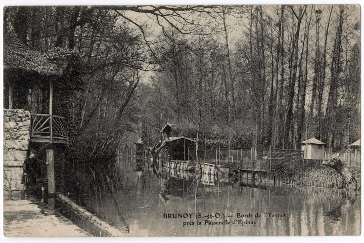 BRUNOY. - Bords de l'Yerres près de la passerelle d'Epinay, 1907, 12 lignes, 10 c, ad. 