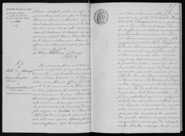 WISSOUS. Naissances, mariages, décès : registre d'état civil (1890-1896). 
