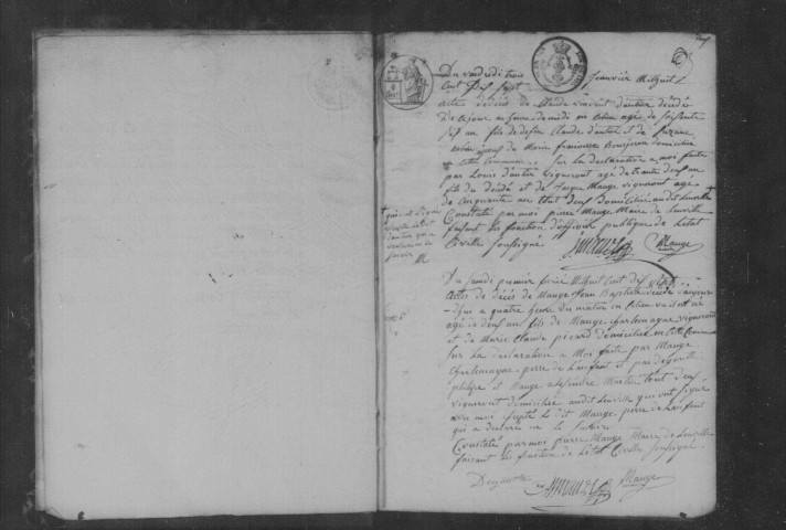 LEUVILLE-SUR-ORGE. Naissances, mariages, décès : registre d'état civil (1817-1822). 