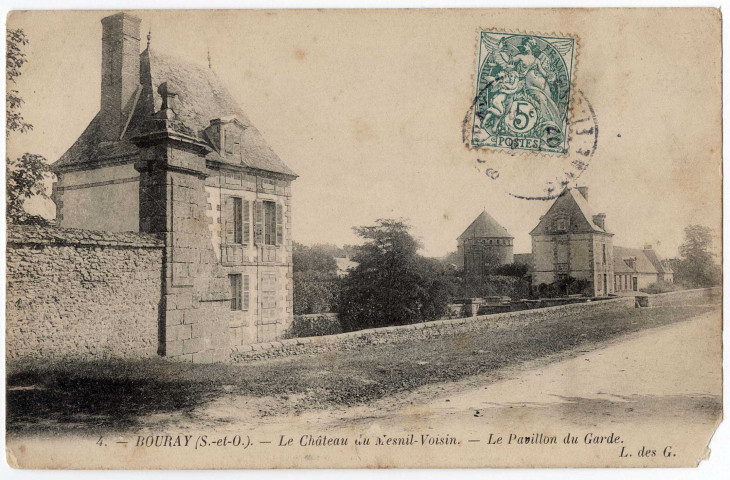 BOURAY-SUR-JUINE. - Château du Mesnil-Voisin. Pavillon de garde, L. des G., 1907, 1 mot, 5 c, ad. 