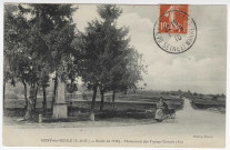 SOISY-SUR-ECOLE. - Route de Milly. Monument des Francs-Tireurs, 1870 [Editeur Perrin, timbre à 10 centimes]. 