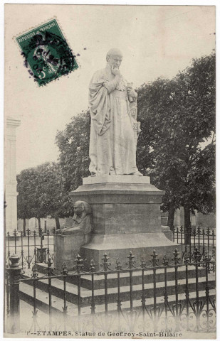 ETAMPES. - Statue de Geoffroy-Saint-Hilaire [1908, timbre à 5 centimes]. 