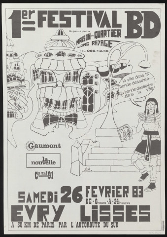 EVRY. - 1er festival de Bandes dessinées, Maison de quartier, 26 février 1983. 