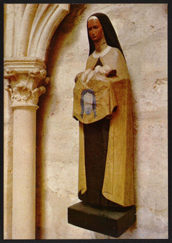 SAINT-SULPICE-DE-FAVIERES.- Eglise : Sculpture de Sainte-Thérèse et l'Enfant Jésus [1981].